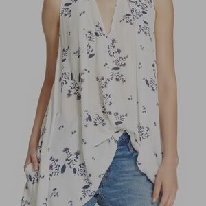 Free People White Floral Blouse